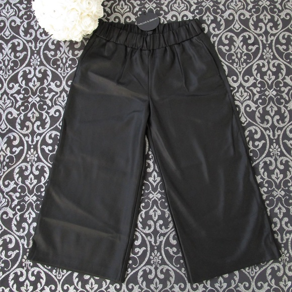 NWT Nordstrom Leather Capri Wide Leg Pocket Pants - Picture 2 of 6